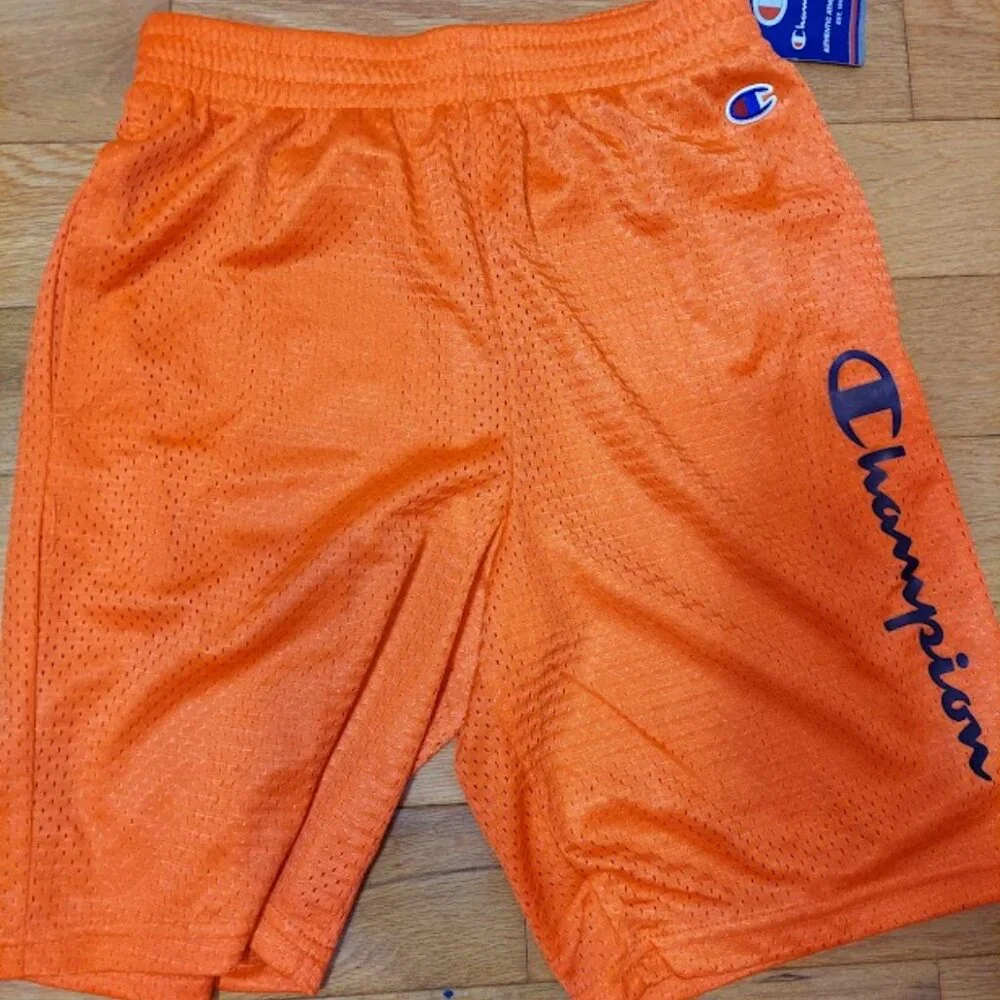 2 Pair Champion Boys Authentic Athleticwear Basketball Shorts L New Black/Orange